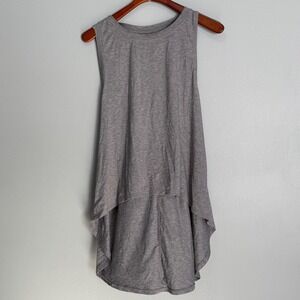 Athleta Essence High Low Tank Top Heather Grey Racerback Large